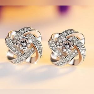 Diamond Accent Bypass Earrings Silver